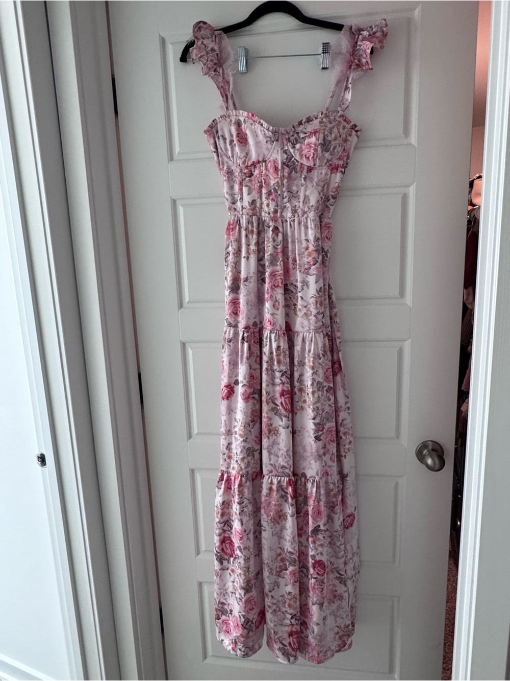 Altar'd State Pink Floral Ruffled-Strap Maxi Dress - Picture 4 of 8